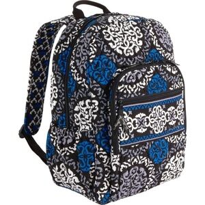 Vera Bradley Canterberry Cobalt Large Campus Backpack 15” x 11” x 5”